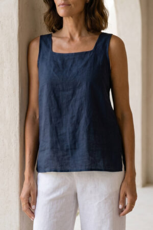 Blusa Brisa de lino azul marino