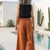 Pantalón Oliva de lino naranja caramelo