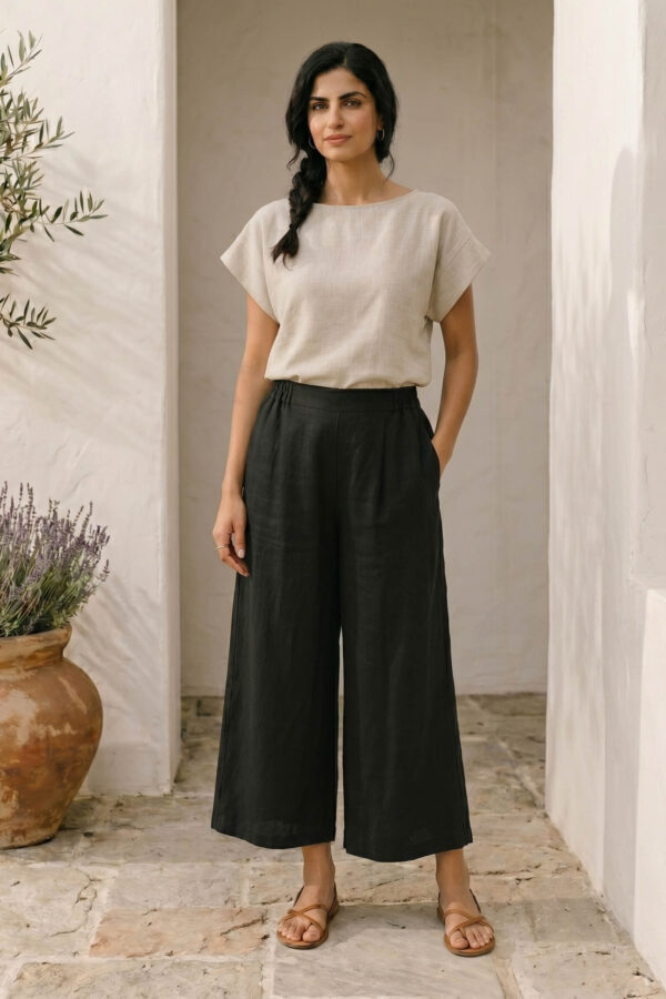 Pantalón Oliva de lino negro