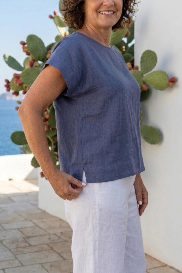 NOGAL | Blusa de lino plumbago
