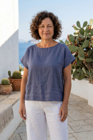 blusa-estilo-natural-mujer-40 NOGAL | Blusa de lino plumbago