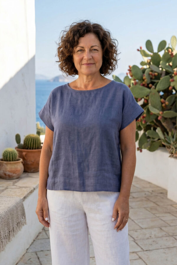 NOGAL | Blusa de lino plumbago