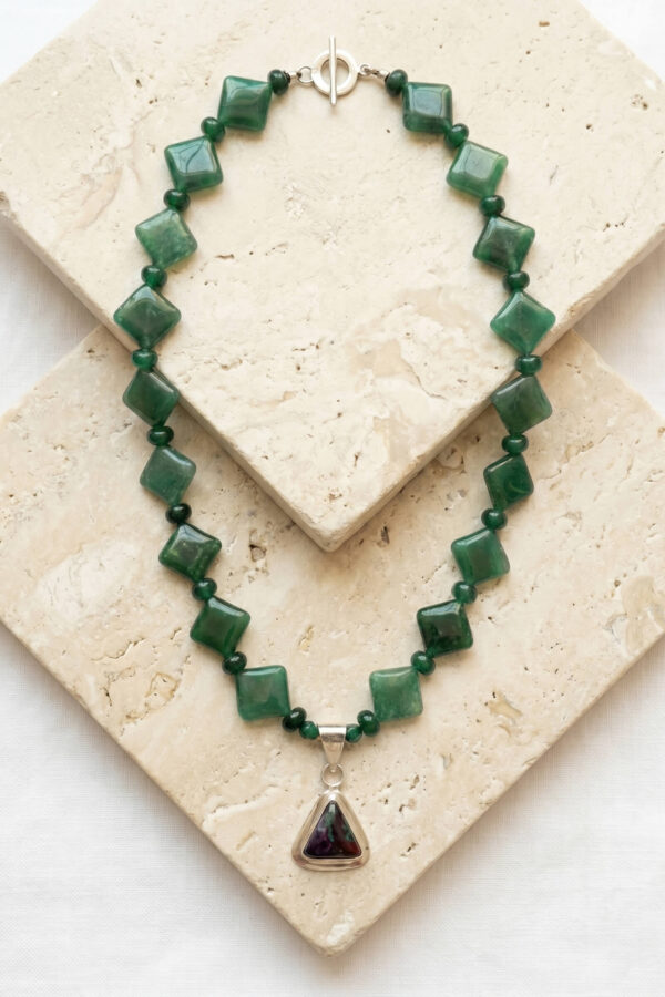 Joyería artesanal piedras naturales collar aventurina verde
