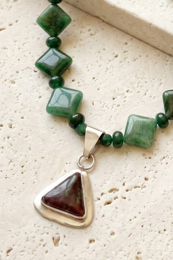 Joyería artesanal piedras naturales collar aventurina verde