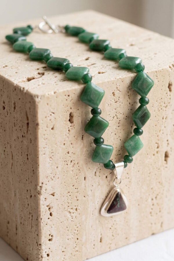 Joyería artesanal piedras naturales collar aventurina verde