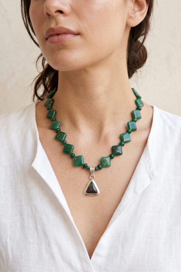 Joyería artesanal piedras naturales collar aventurina verde