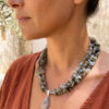 Collar artesanal de labradorita y dije de plata en jaspe leopardo