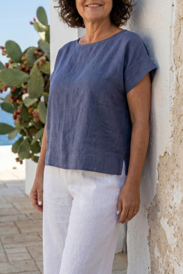 NOGAL | Blusa de lino plumbago