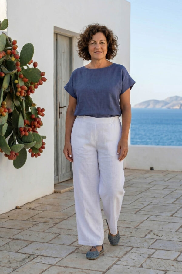 NOGAL | Blusa de lino plumbago