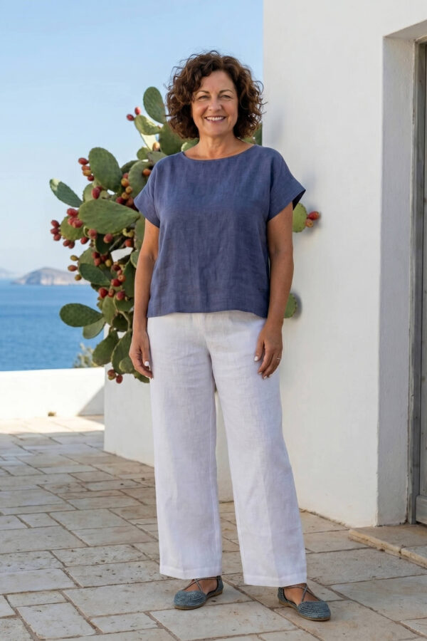 NOGAL | Blusa de lino plumbago