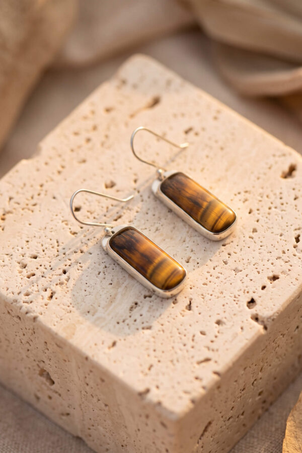 ARETES | Ojo de Tigre Rectangulares
