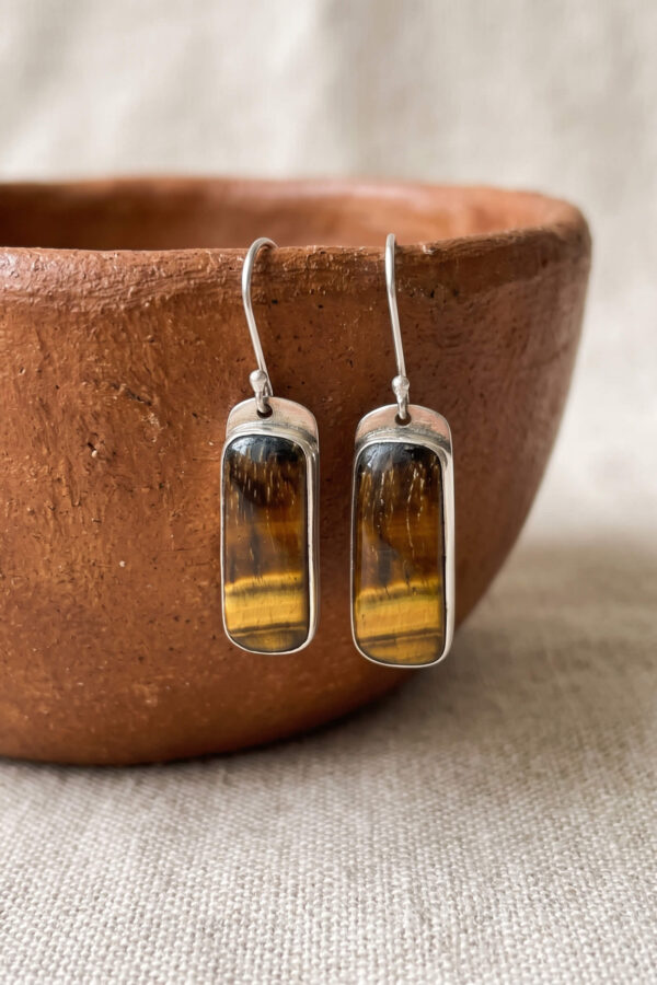 ARETES | Ojo de Tigre Rectangulares