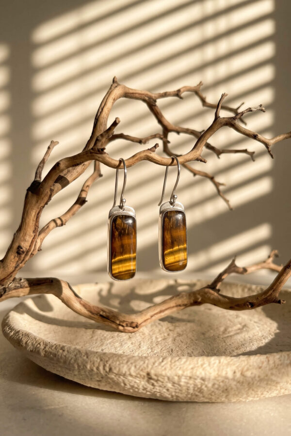 ARETES | Ojo de Tigre Rectangulares