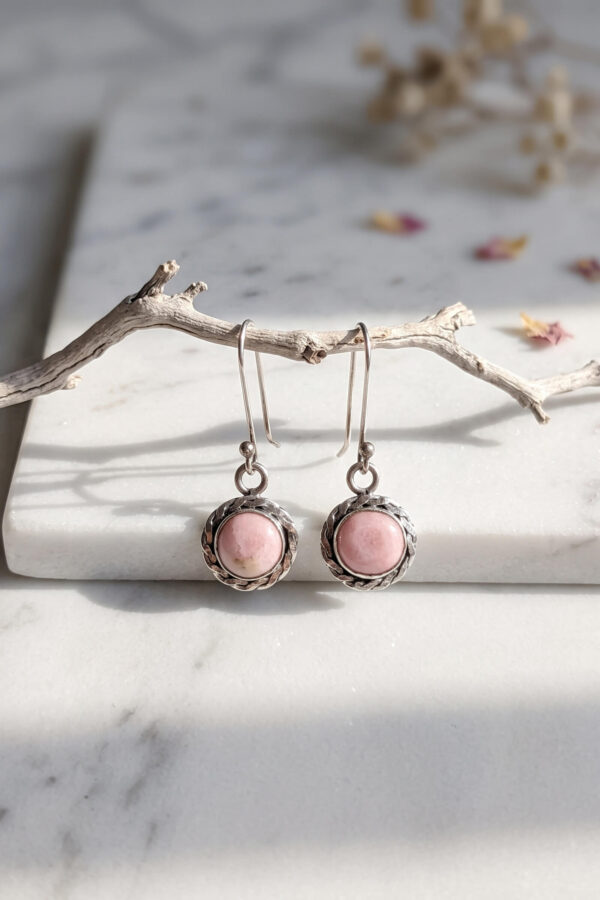 aretes-plata-opalo-rosa-circulares (6) ARETES | Ópalo Rosa Circulares
