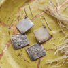 Aretes artesanales dos rombos de plata