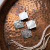Aretes artesanales dos rombos de plata