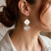 Aretes artesanales dos rombos de plata